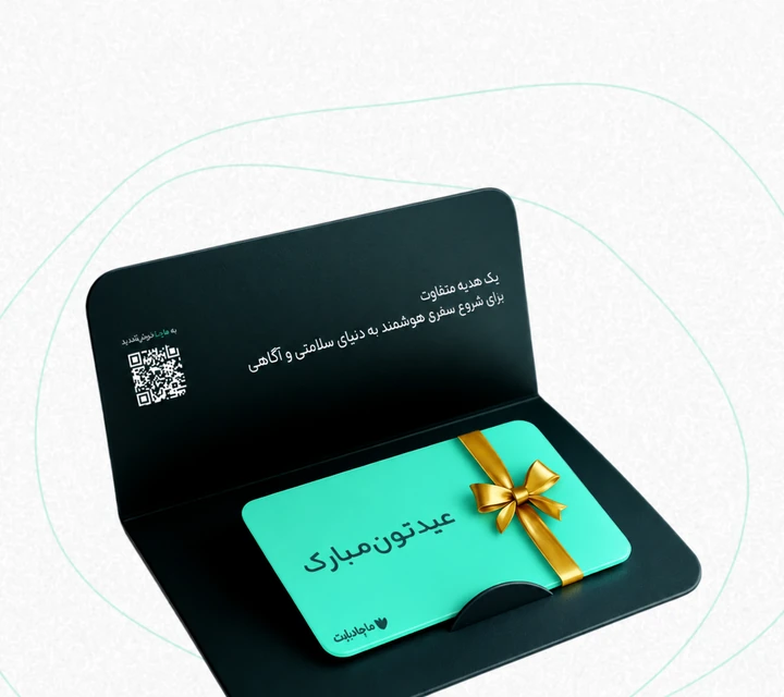 کارت هدیهٔ سبز ماچا در جعبهٔ مشکی، برای هدیهٔ سازمانی